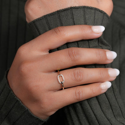 Single Link Diamond Ring Minimal Daily Wear Ring for Women