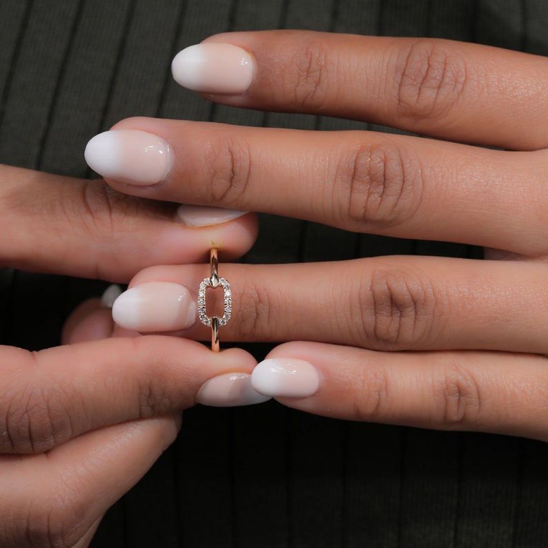 Single Link Diamond Ring Minimal Daily Wear Ring for Women