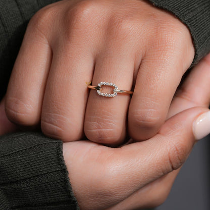 Single Link Diamond Ring Minimal Daily Wear Ring for Women