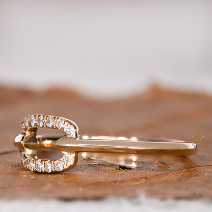 Single Link Diamond Ring Minimal Daily Wear Ring for Women
