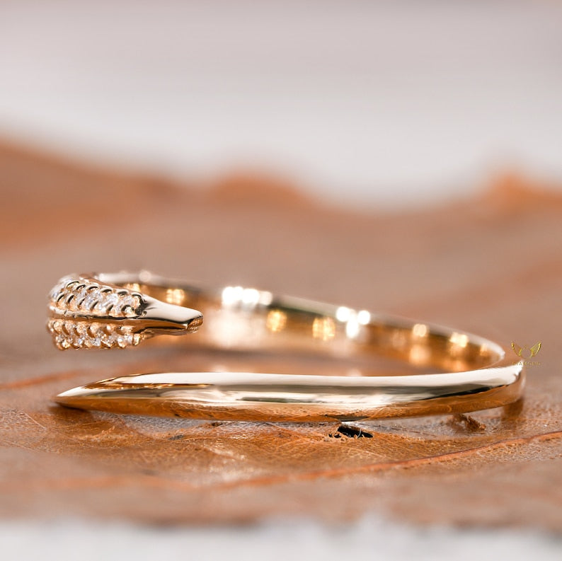 Lab Diamond Bypass Wrap Ring – 14K Gold Adjustable Cuff Ring