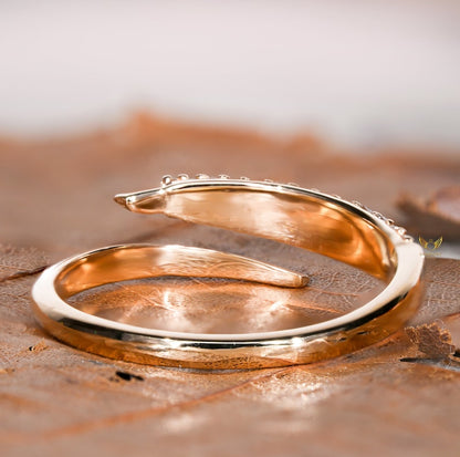 Lab Diamond Bypass Wrap Ring – 14K Gold Adjustable Cuff Ring