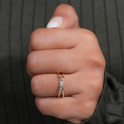 14K Gold Lab Grown Diamond 5 Stone Split Shank Ring