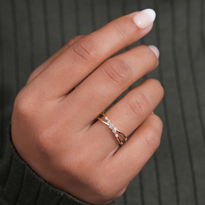 14K Gold Lab Grown Diamond 5 Stone Split Shank Ring