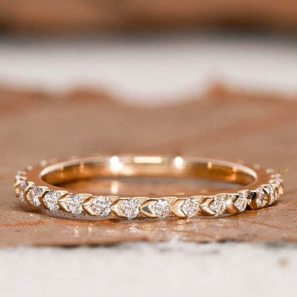 14K Gold Lab Diamond Full Eternity Bezel Wedding Band