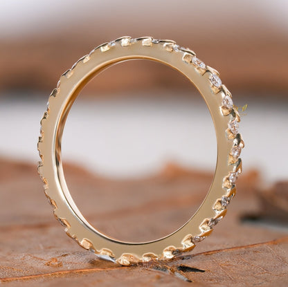 14K Gold Lab Diamond Full Eternity Bezel Wedding Band