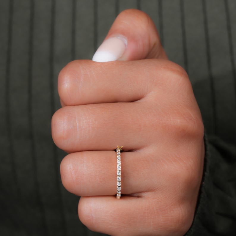 14K Gold Lab Diamond Full Eternity Bezel Wedding Band