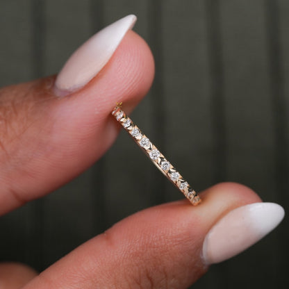 14K Gold Lab Diamond Full Eternity Bezel Wedding Band