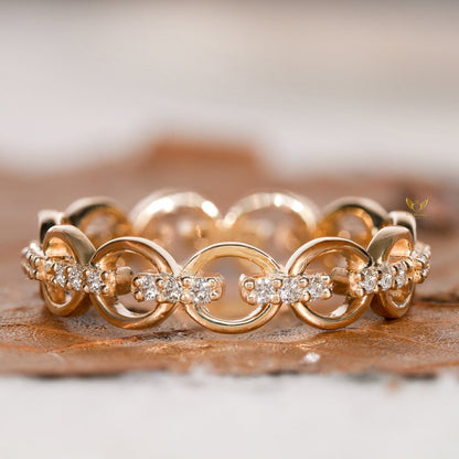 Lab Grown Diamond Open Chain Link Ring in 14K Gold