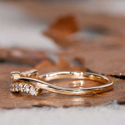 Minimalist Wave Lab Grown Diamond Ring – Dainty Stacking Wedding Band