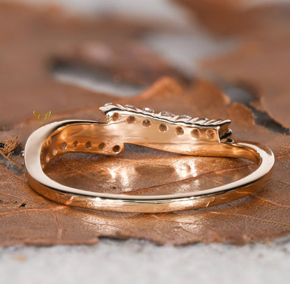 Minimalist Wave Lab Grown Diamond Ring – Dainty Stacking Wedding Band