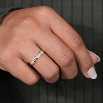 Minimalist Wave Lab Grown Diamond Ring – Dainty Stacking Wedding Band
