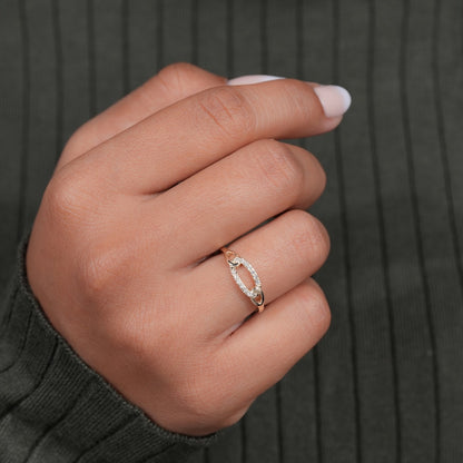 14K Gold Lab Diamond Minimalist Chain Link Ring