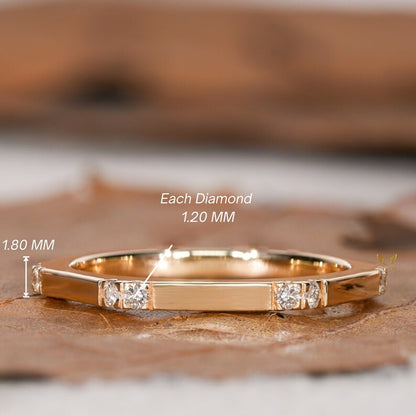 10K Gold Hexagon Ring Minimalist Lab Diamond