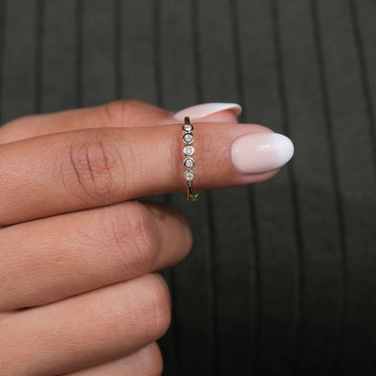 14K Gold Bezel Lab Diamond half Infinity Wedding Band