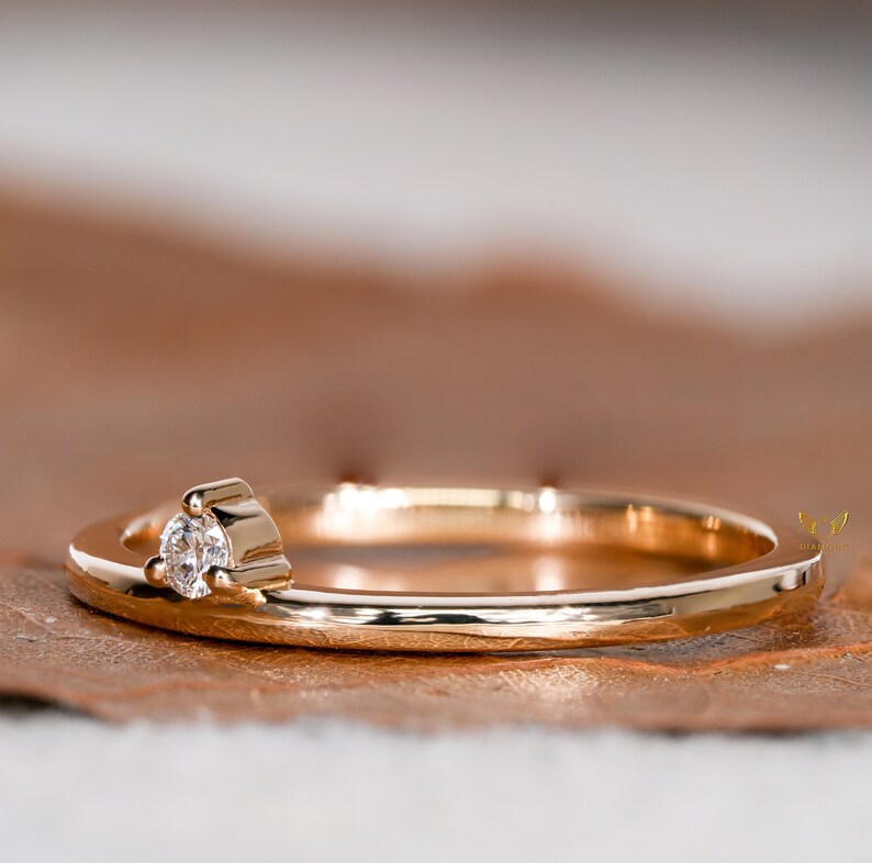 Single Diamond Ring, Lab Diamond Slim Ring,Minimalist Engagement Ring