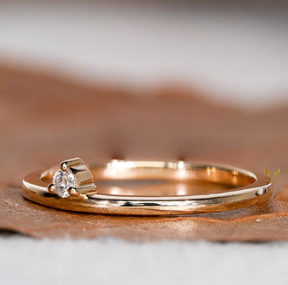 Single Diamond Ring, Lab Diamond Slim Ring,Minimalist Engagement Ring