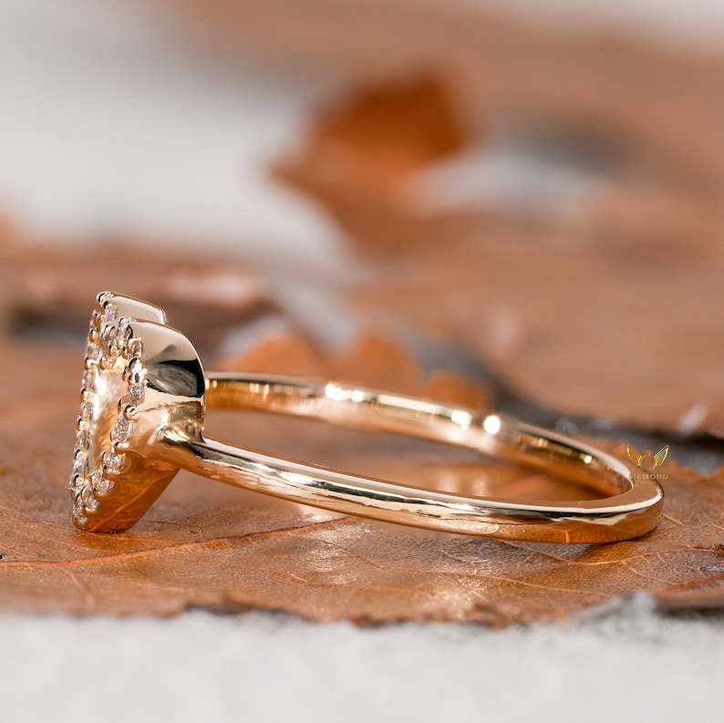 Lab Diamond Heart Ring 14K Gold Minimalist Love Ring