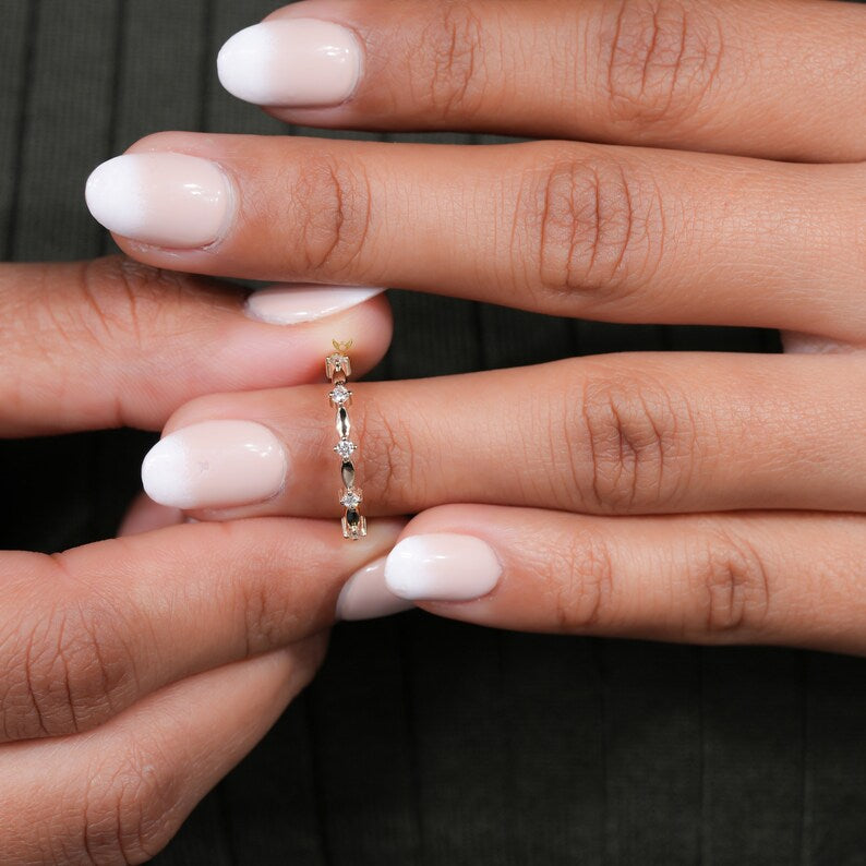 Half Eternity Knot Braided Stackable Wedding Band