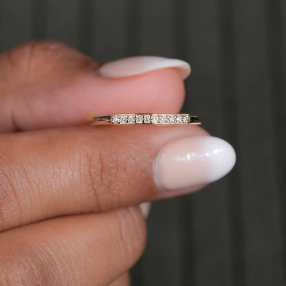14k Gold Pave Lab Diamond Art Deco Wedding Ring