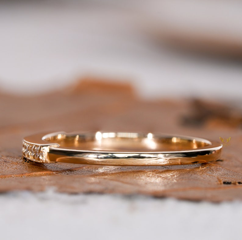 14k Gold Pave Lab Diamond Art Deco Wedding Ring