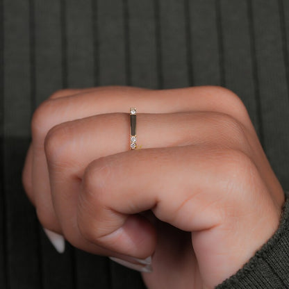 10K Gold Hexagon Ring Minimalist Lab Diamond