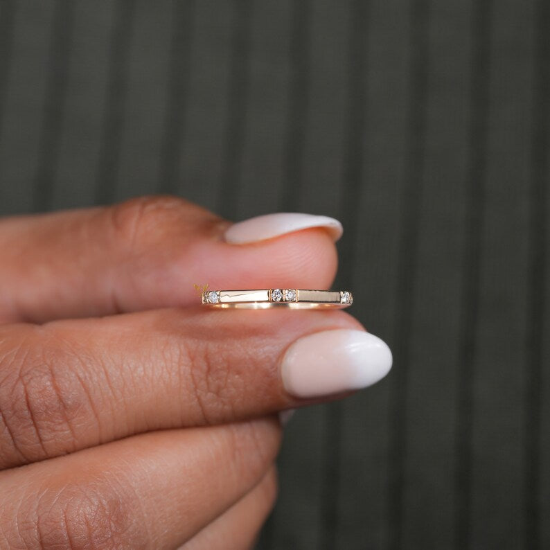 10K Gold Hexagon Ring Minimalist Lab Diamond