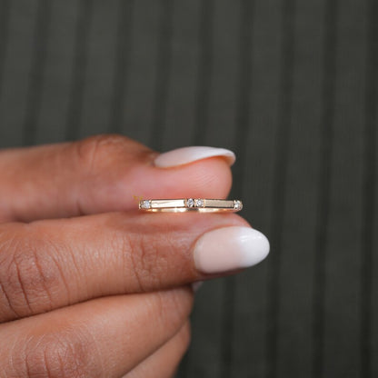 10K Gold Hexagon Ring Minimalist Lab Diamond