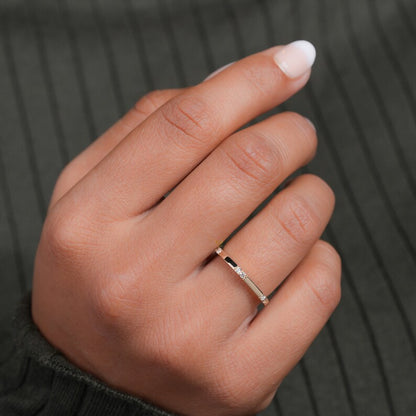 10K Gold Hexagon Ring Minimalist Lab Diamond