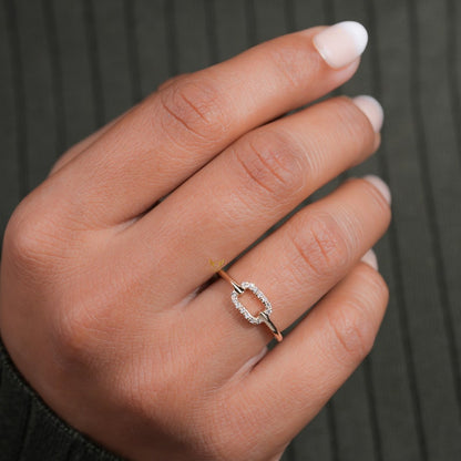 Single Link Diamond Ring Minimal Daily Wear Ring for Women