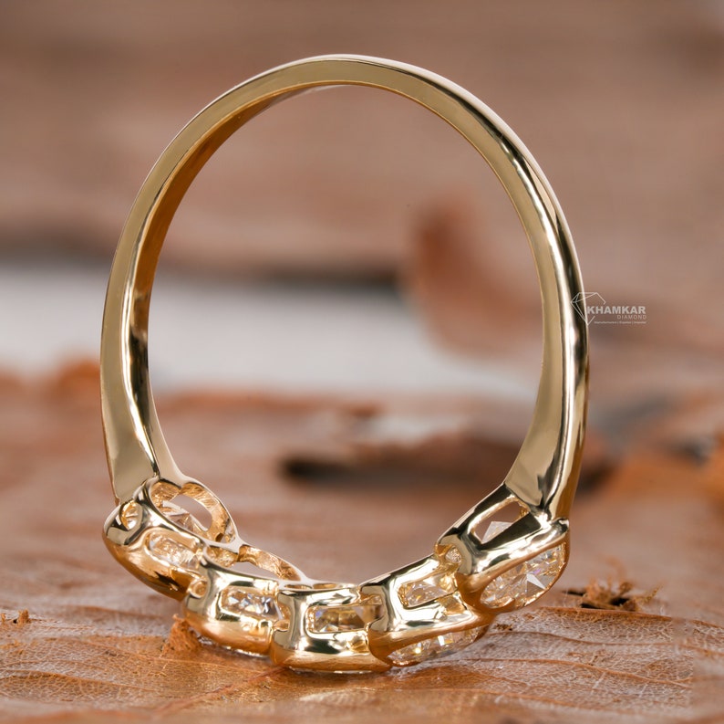 Heart Shaped Lab Grown Diamond Band,1.25TCW Heart Cut Diamond Half Eternity Wedding Band,Bezel Set 5 Stone Wedding Ring,For Valentine Gifts