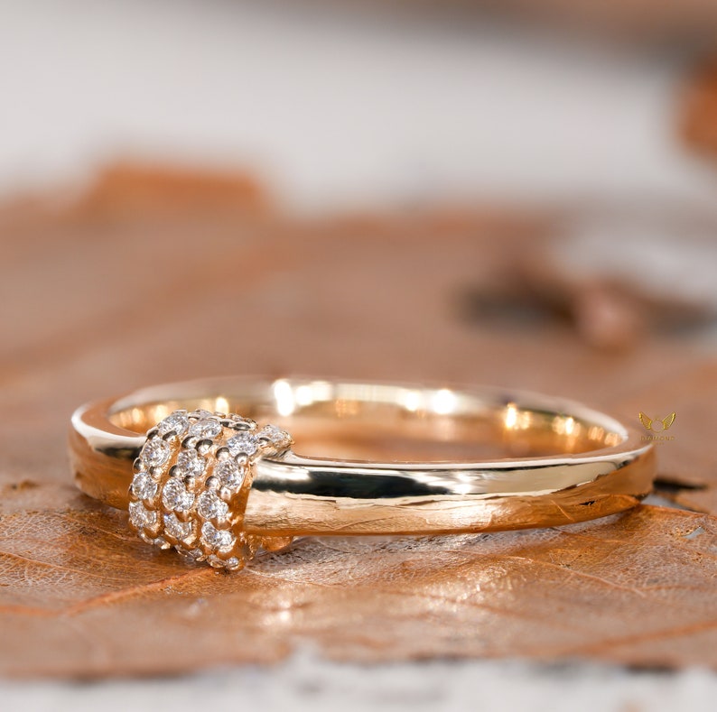 Lab Diamond Bubble Ring in 14K Gold | Dainty Minimalist Stacking Ring