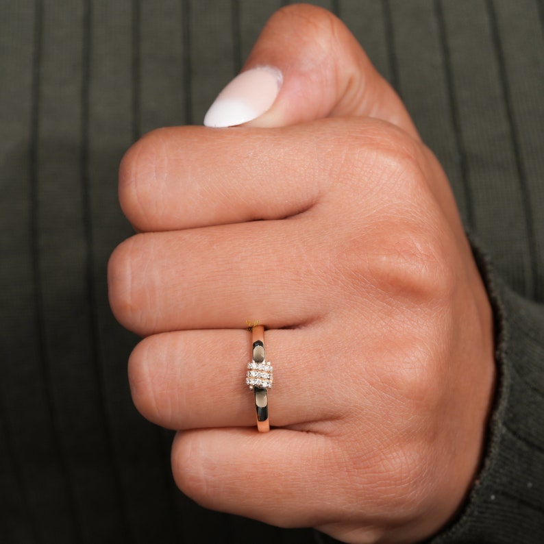 Lab Diamond Bubble Ring in 14K Gold | Dainty Minimalist Stacking Ring