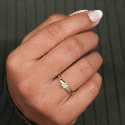 Lab Diamond Bubble Ring in 14K Gold | Dainty Minimalist Stacking Ring