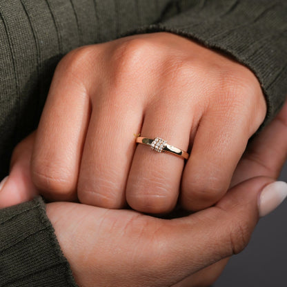 Lab Diamond Bubble Ring in 14K Gold | Dainty Minimalist Stacking Ring