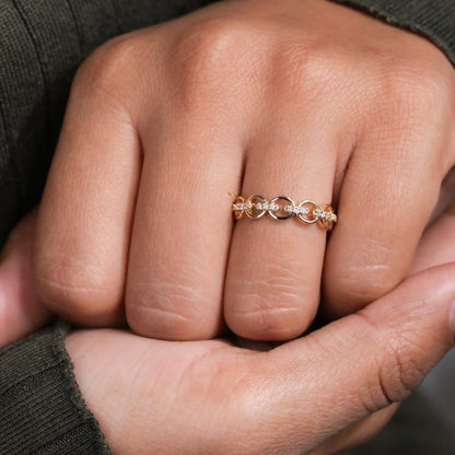 Lab Grown Diamond Open Chain Link Ring in 14K Gold