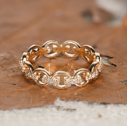 Lab Grown Diamond Open Chain Link Ring in 14K Gold