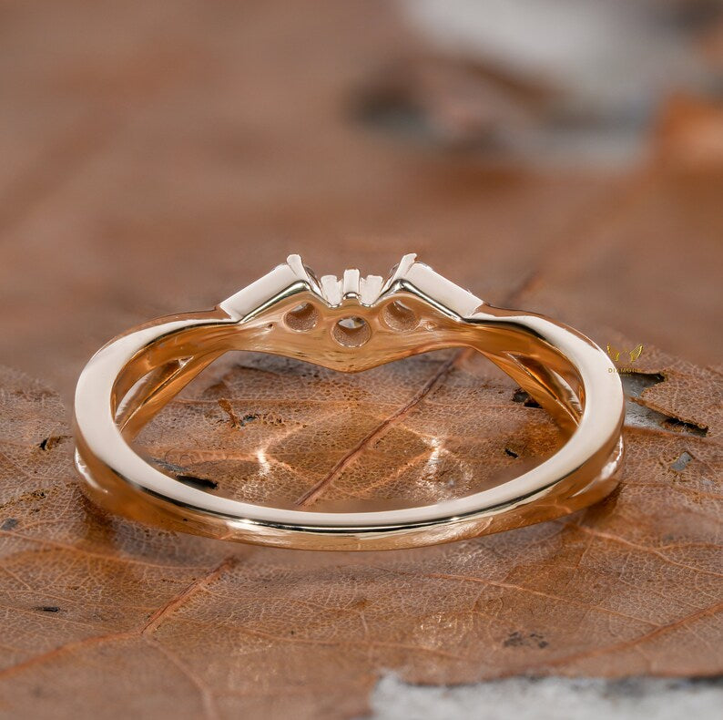 Minimal Twisted Lab Diamond Band Three Stone Engagement Ring
