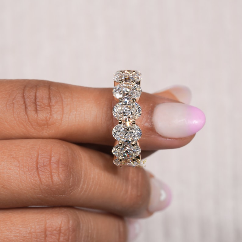 7 stone Oval Lab Diamond Band â€“ Half Eternity Wedding Ring