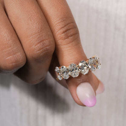 7 stone Oval Lab Diamond Band â€“ Half Eternity Wedding Ring