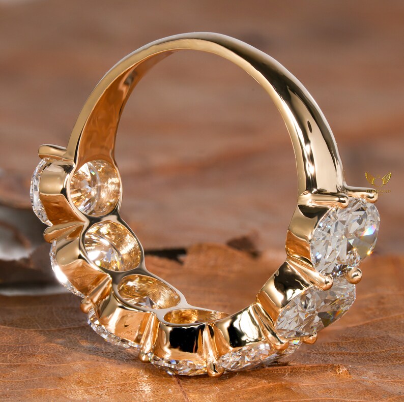 7 stone Oval Lab Diamond Band â€“ Half Eternity Wedding Ring