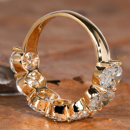 7 stone Oval Lab Diamond Band â€“ Half Eternity Wedding Ring