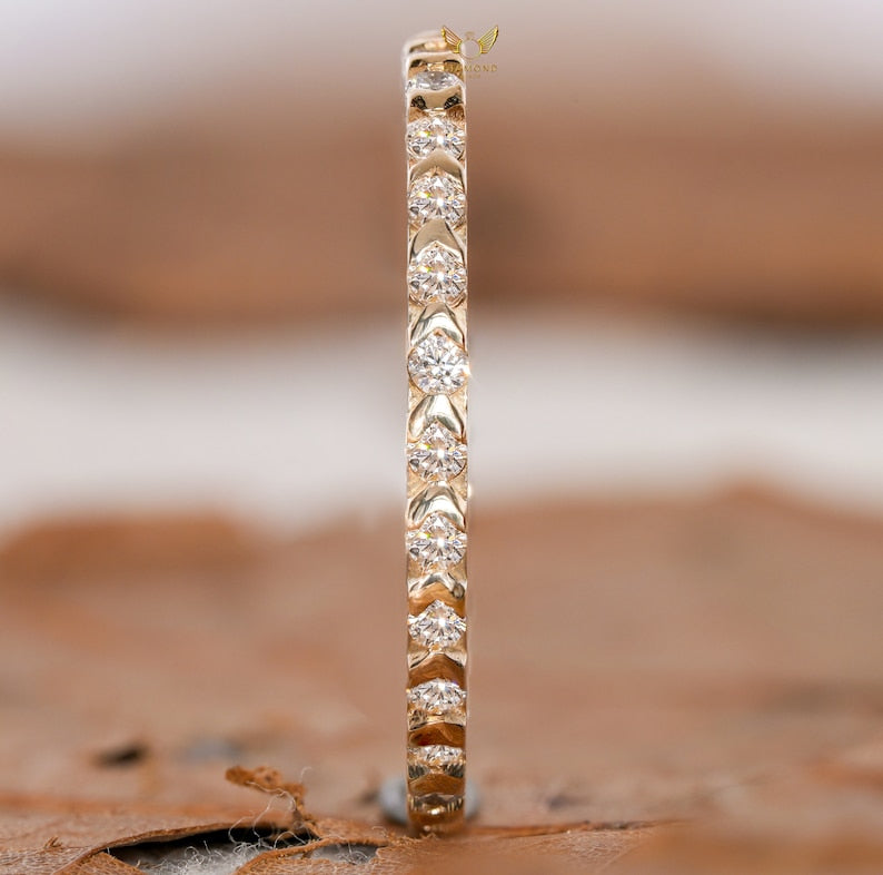 14K Gold Lab Diamond Full Eternity Bezel Wedding Band