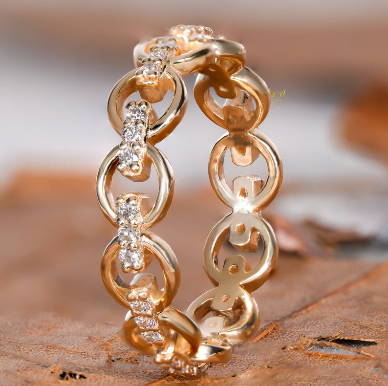 Lab Grown Diamond Open Chain Link Ring in 14K Gold
