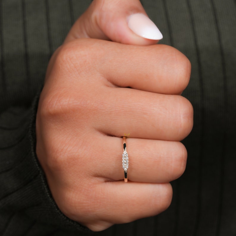 14K Gold Pave Lab Diamond Tiny Signet Ring