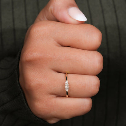 14K Gold Pave Lab Diamond Tiny Signet Ring