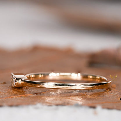 14K Gold Pave Lab Diamond Tiny Signet Ring
