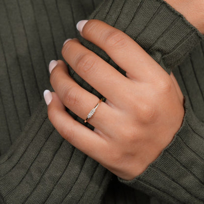 14K Gold Pave Lab Diamond Tiny Signet Ring
