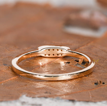 14K Gold Pave Lab Diamond Tiny Signet Ring