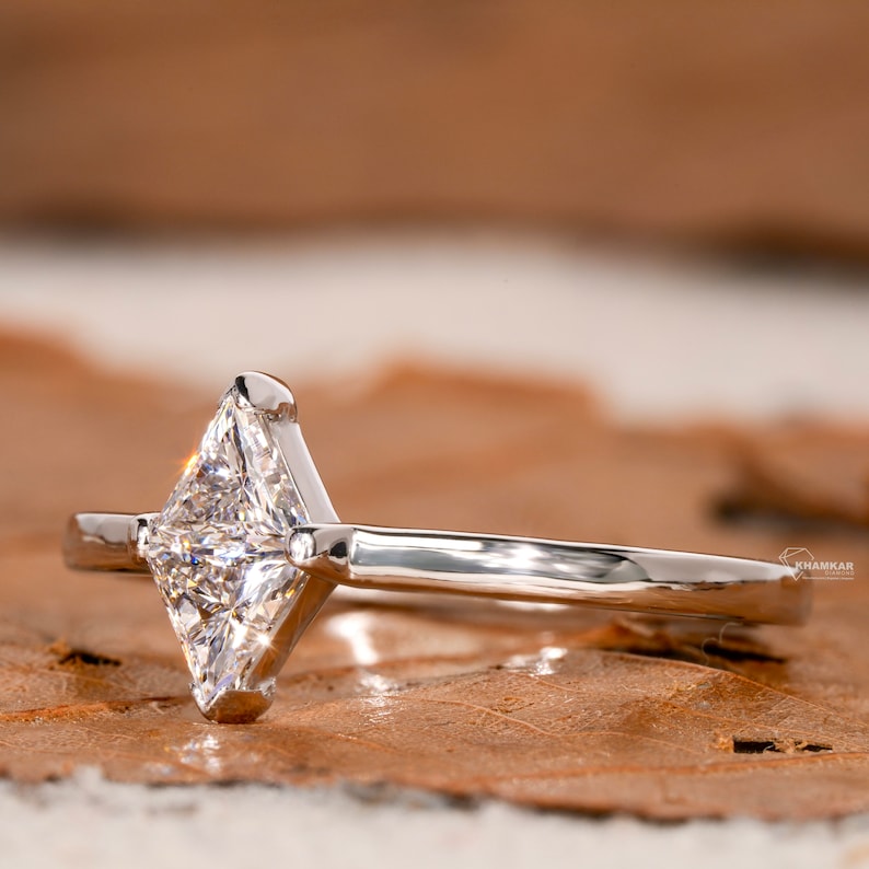 Triangle Lab Diamond Two-Stone Ring Unique Engagement Ring
